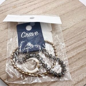 New Crave Boho Stretch Bracelet Set including Bracelet with Crescent Horn Charm